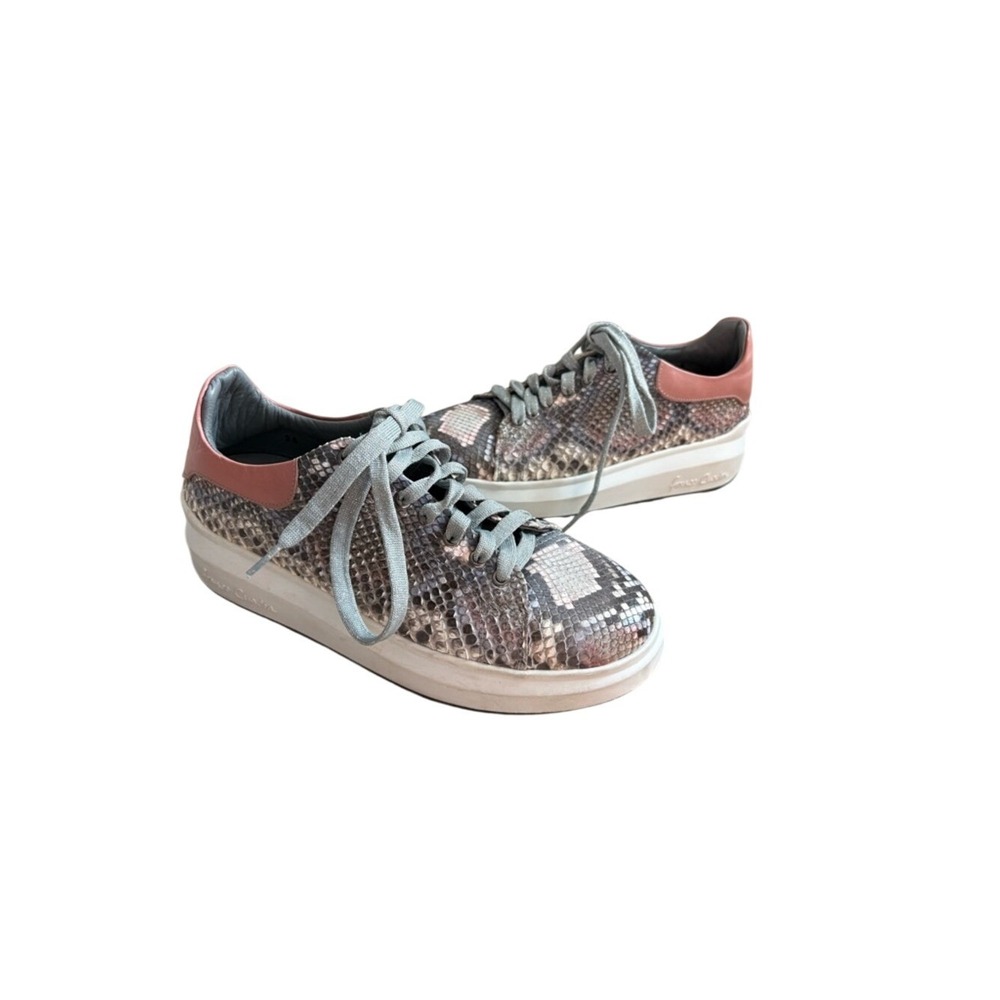 Franco Cuadra blue-greish casual walking python leather lace‎ up derby sneakers